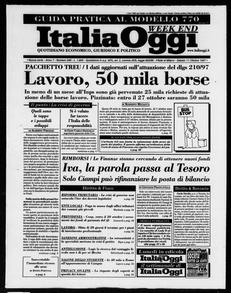 Italia oggi : quotidiano di economia finanza e politica